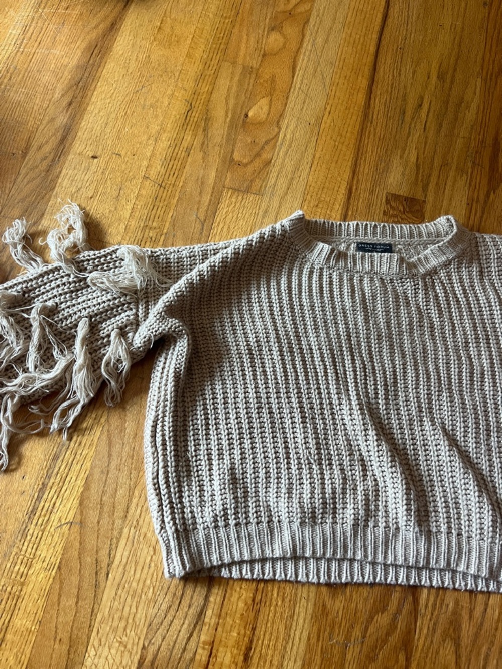 Dress Forum Fringe Sleeve Crewneck Sweater - Cream M